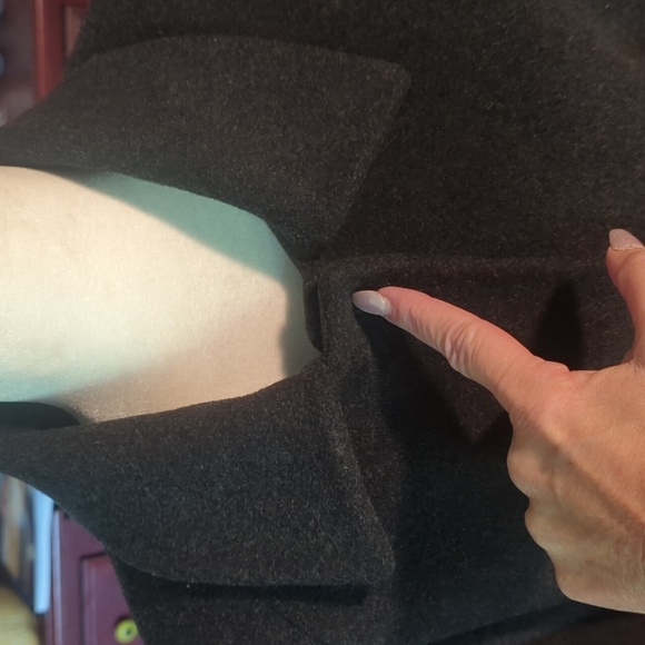 Larry Levine charcoal black button down full length warm dressy wool coat sz 10 - Picture 5 of 10